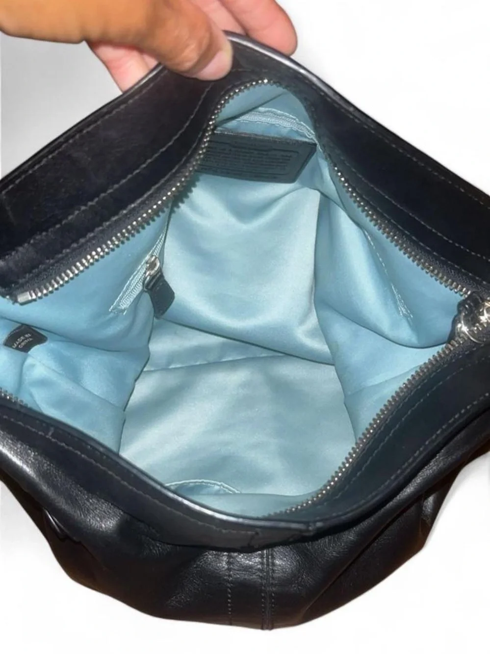 Coach Black Leather Hobo Shoulder Bag Silver Hardware